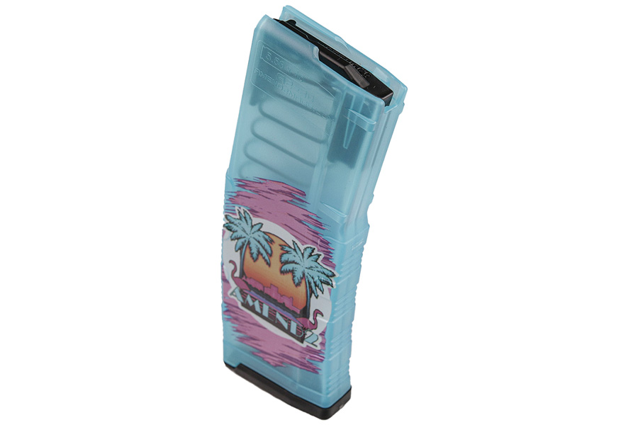 AMEND2 AR15 5.56 NATO 30 Round Factory Magazine with Teal Miami Vice Finish